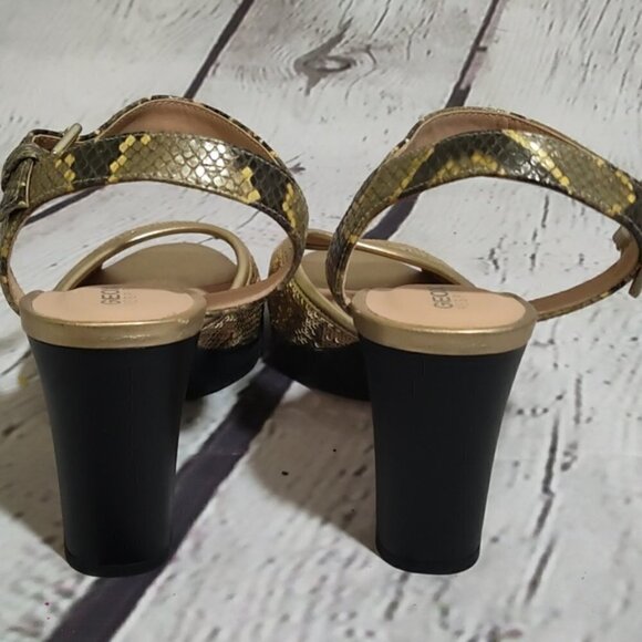 Geox D Annya High Gold Ochre Open Toe Sandal 37.5  7.5 NEW UNWORN - Picture 6 of 12